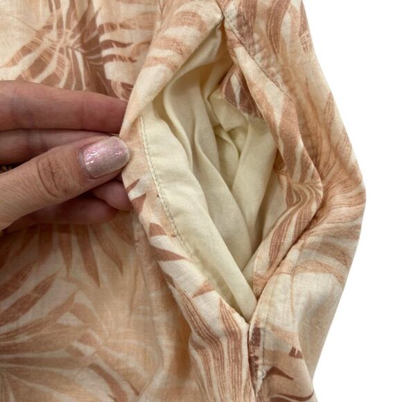 Faherty Gemina Peach Palm Print Dress Linen Blend Size Small - Picture 10 of 11